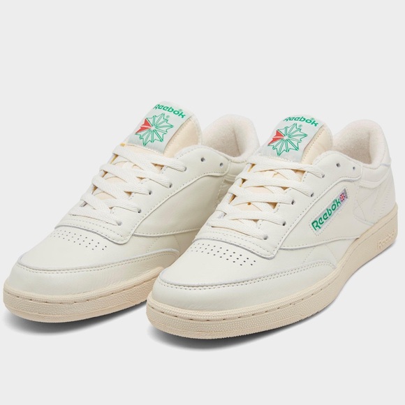 Reebok Off-White and Green Classic Sneakers - Picture 2 of 3